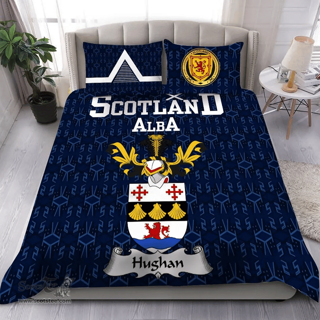 Scottish Hughan Family Crest Tartan Bedding Set Scottish Home Duvet Covers 1991 Style