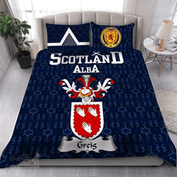 Scottish Greig Family Crest Tartan Bedding Set Scottish Home Duvet Covers 1991 Style