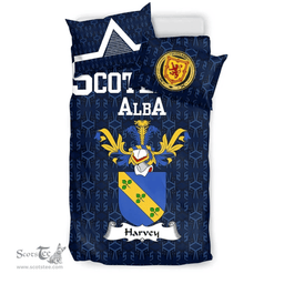 Scottish Harvey Family Crest Tartan Bedding Set Scottish Home Duvet Covers 1991 Style