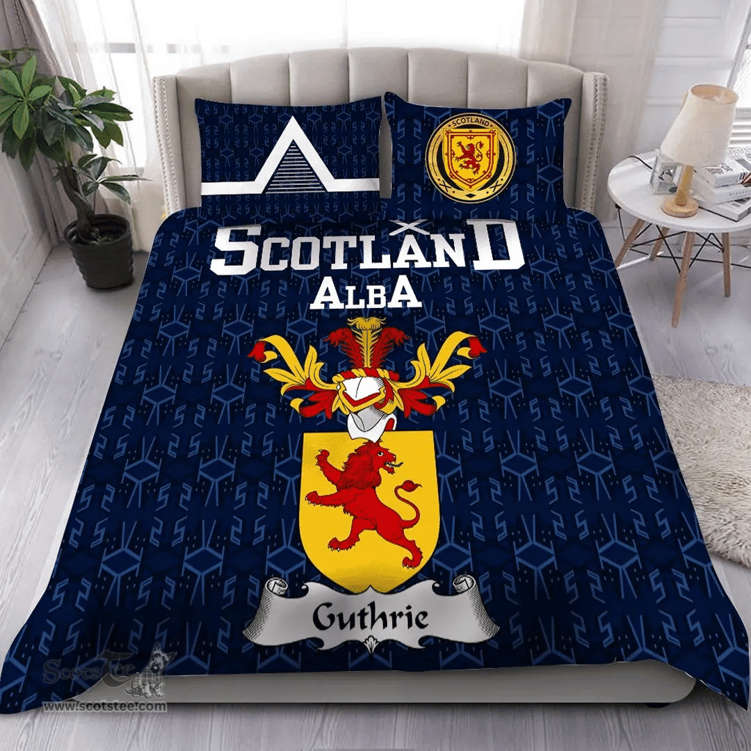 Scottish Guthrie Family Crest Tartan Bedding Set Scottish Home Duvet Covers 1991 Style