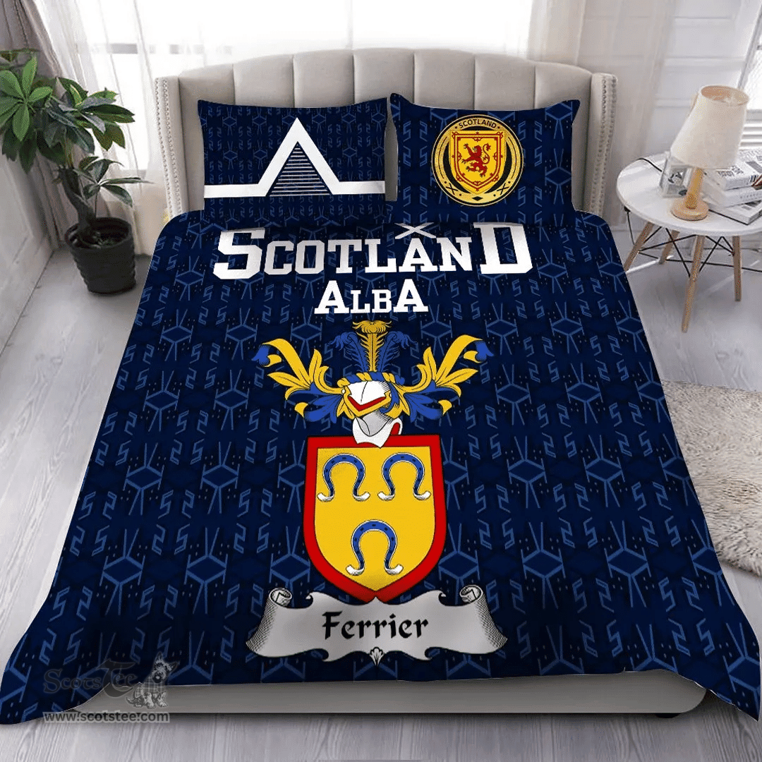 Scottish Ferrier Family Crest Tartan Bedding Set Scottish Home Duvet Covers 1991 Style
