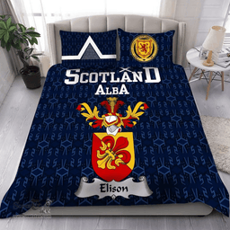 Scottish Elison Family Crest Tartan Bedding Set Scottish Home Duvet Covers 1991 Style