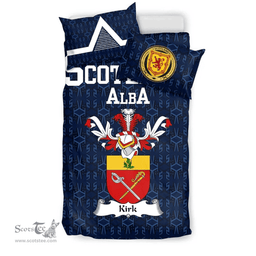 Scottish Kirk Family Crest Tartan Bedding Set Scottish Home Duvet Covers 1991 Style