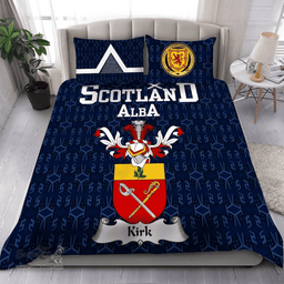 Scottish Kirk Family Crest Tartan Bedding Set Scottish Home Duvet Covers 1991 Style
