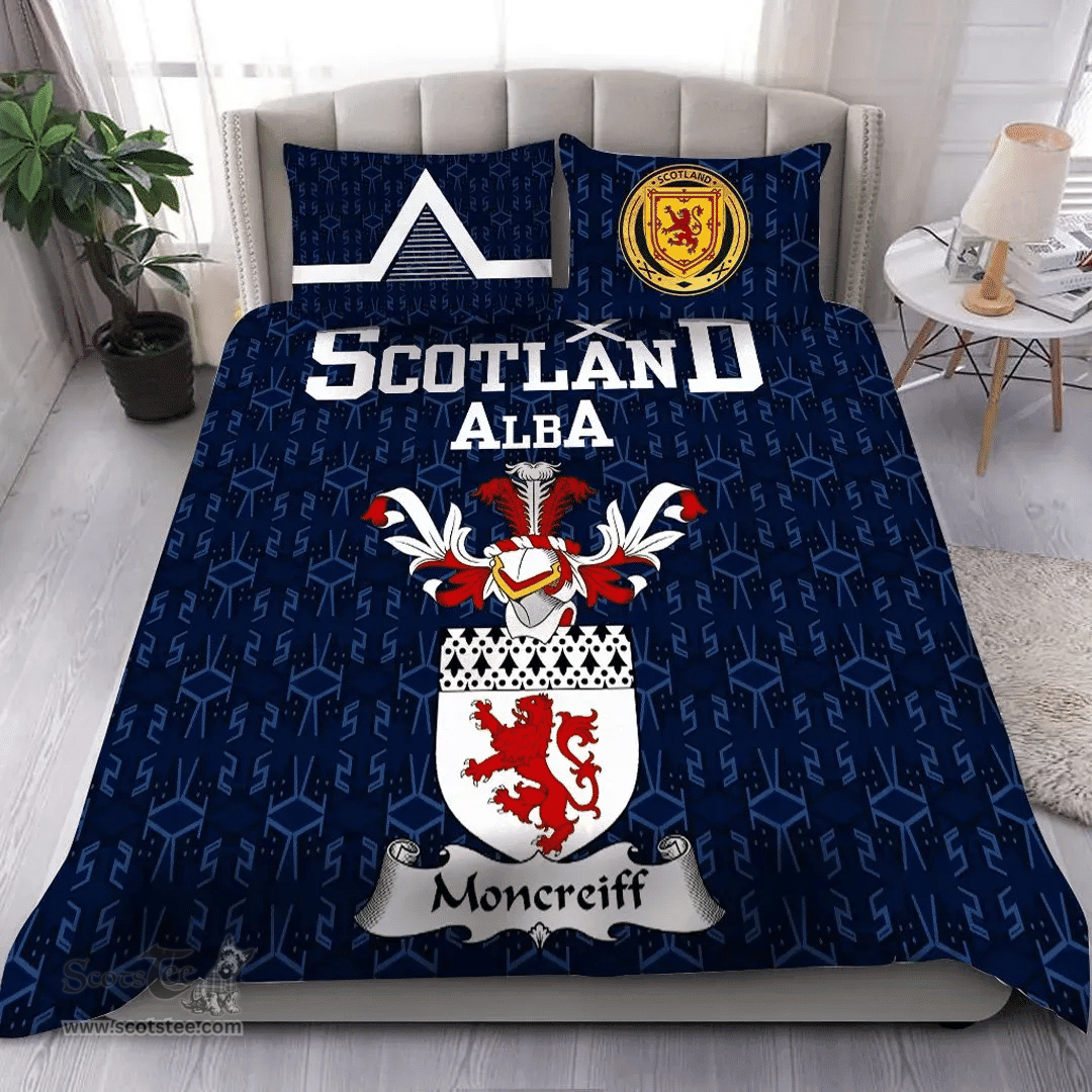 Scottish Moncreiff Family Crest Tartan Bedding Set Scottish Home Duvet Covers 1991 Style