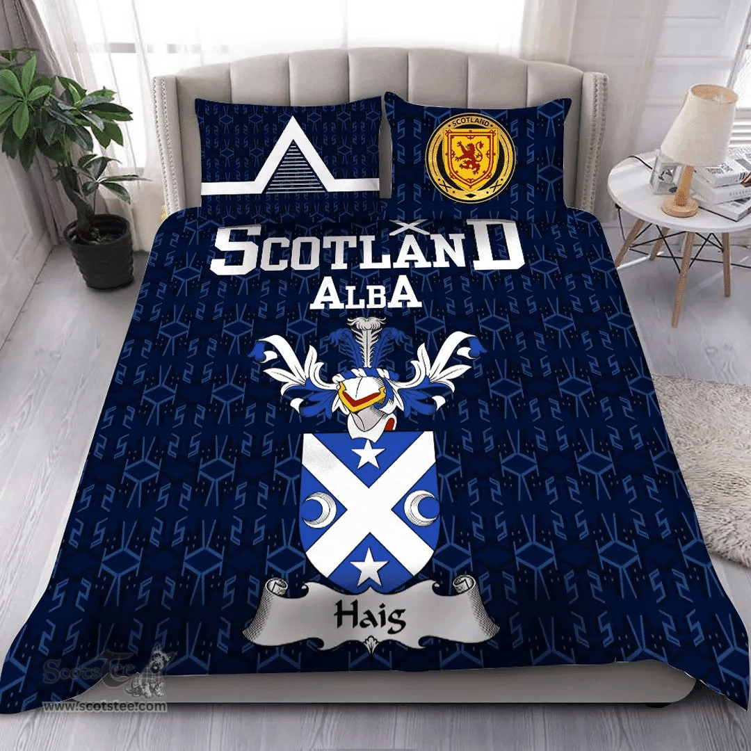 Scottish Haig Family Crest Tartan Bedding Set Scottish Home Duvet Covers 1991 Style