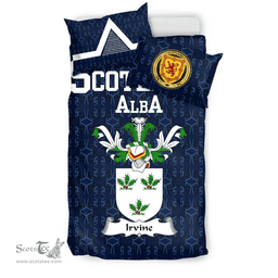Scottish Irvine Family Crest Tartan Bedding Set Scottish Home Duvet Covers 1991 Style