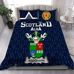Scottish MacQuarrie or MacGuarie Family Crest Tartan Bedding Set Scottish Home Duvet Covers 1991 Style