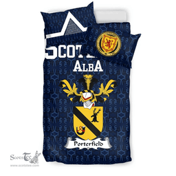 Scottish Porterfield Family Crest Tartan Bedding Set Scottish Home Duvet Covers 1991 Style