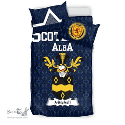 Scottish Mitchell Family Crest Tartan Bedding Set Scottish Home Duvet Covers 1991 Style