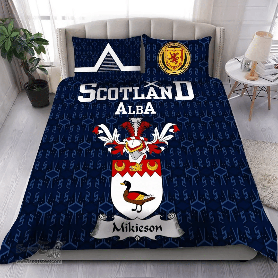 Scottish Mikieson Family Crest Tartan Bedding Set Scottish Home Duvet Covers 1991 Style