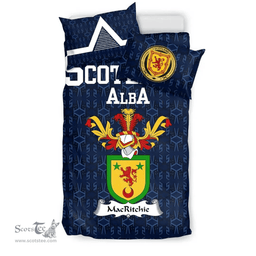 Scottish MacRitchie Family Crest Tartan Bedding Set Scottish Home Duvet Covers 1991 Style