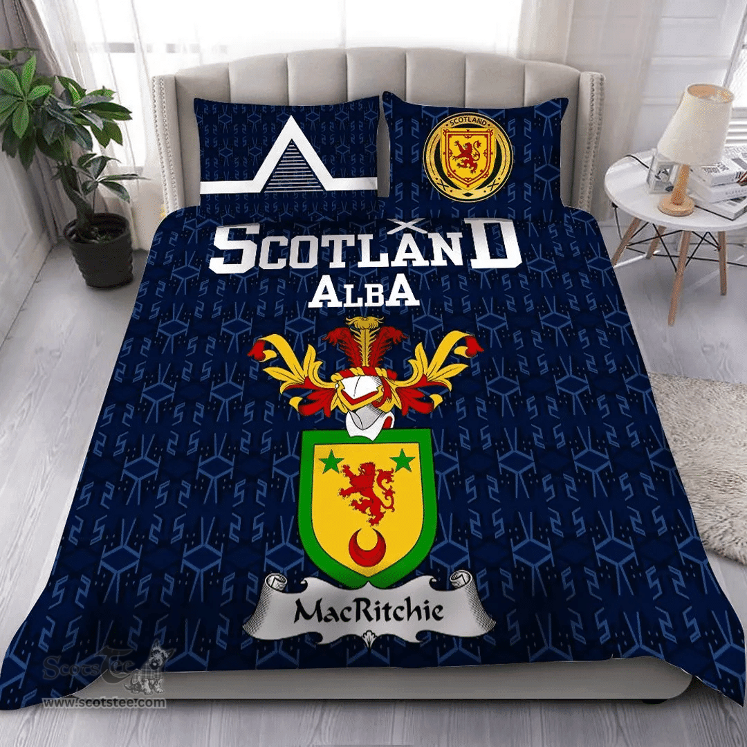 Scottish MacRitchie Family Crest Tartan Bedding Set Scottish Home Duvet Covers 1991 Style