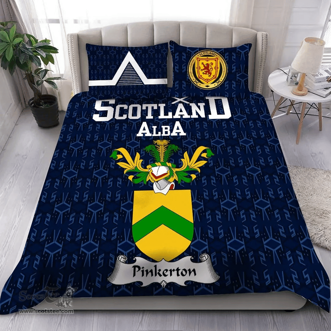 Scottish Pinkerton Family Crest Tartan Bedding Set Scottish Home Duvet Covers 1991 Style