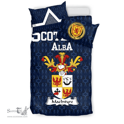 Scottish MacIntyre Family Crest Tartan Bedding Set Scottish Home Duvet Covers 1991 Style