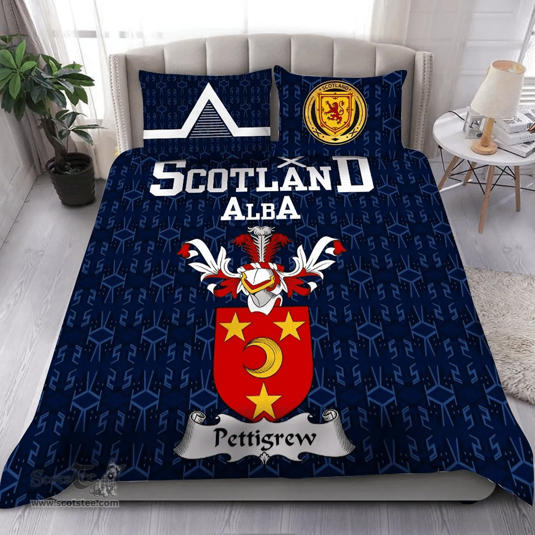 Scottish Pettigrew Family Crest Tartan Bedding Set Scottish Home Duvet Covers 1991 Style
