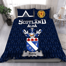 Scottish Petrie Family Crest Tartan Bedding Set Scottish Home Duvet Covers 1991 Style