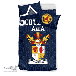 Scottish MacBain Family Crest Tartan Bedding Set Scottish Home Duvet Covers 1991 Style