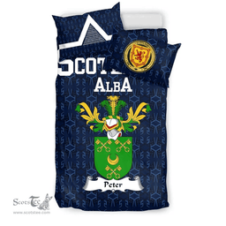 Scottish Peter Family Crest Tartan Bedding Set Scottish Home Duvet Covers 1991 Style