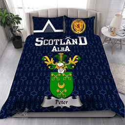 Scottish Peter Family Crest Tartan Bedding Set Scottish Home Duvet Covers 1991 Style