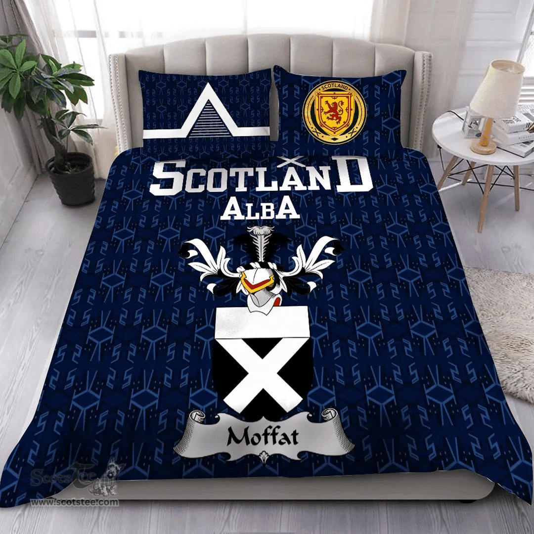 Scottish Moffat Family Crest Tartan Bedding Set Scottish Home Duvet Covers 1991 Style