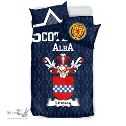 Scottish Lindsay Family Crest Tartan Bedding Set Scottish Home Duvet Covers 1991 Style
