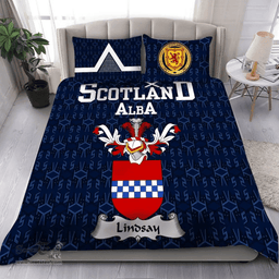Scottish Lindsay Family Crest Tartan Bedding Set Scottish Home Duvet Covers 1991 Style