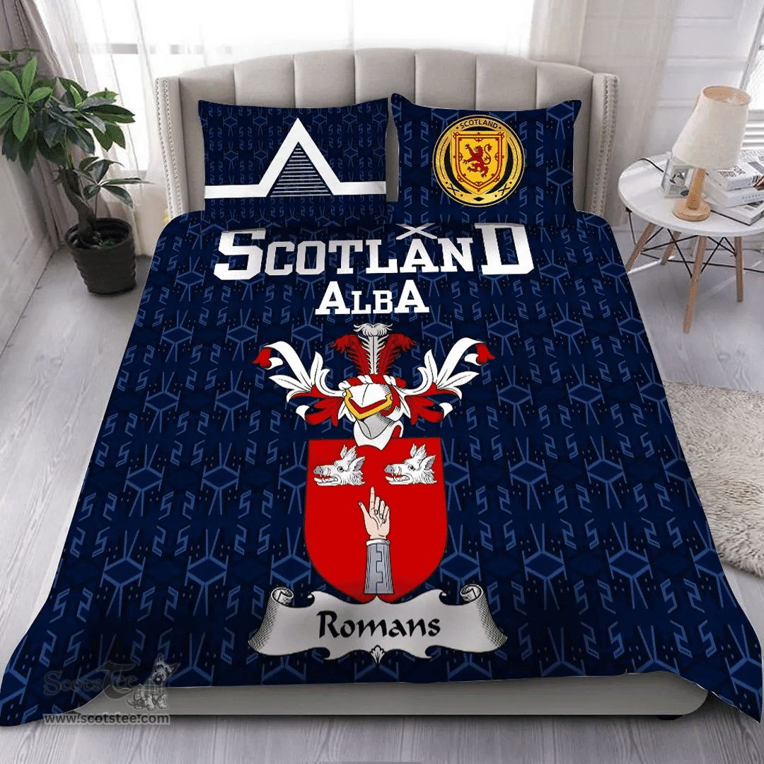 Scottish Romans Family Crest Tartan Bedding Set Scottish Home Duvet Covers 1991 Style