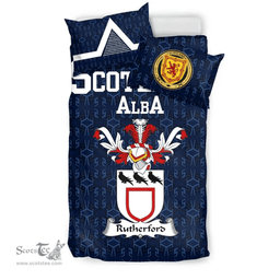 Scottish Rutherford Family Crest Tartan Bedding Set Scottish Home Duvet Covers 1991 Style