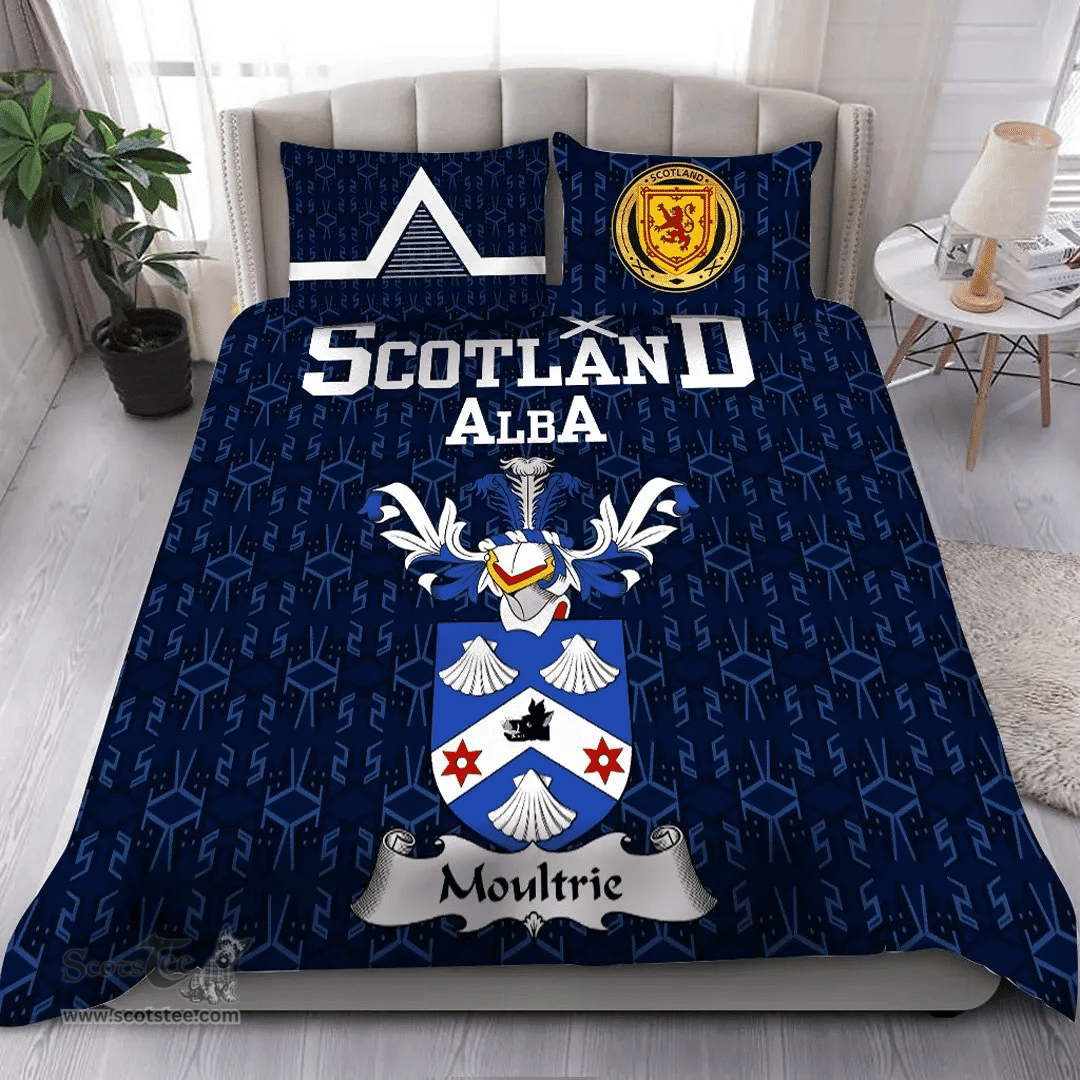 Scottish Moultrie Family Crest Tartan Bedding Set Scottish Home Duvet Covers 1991 Style