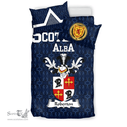 Scottish Roberton Family Crest Tartan Bedding Set Scottish Home Duvet Covers 1991 Style