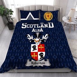 Scottish Roberton Family Crest Tartan Bedding Set Scottish Home Duvet Covers 1991 Style