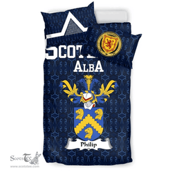 Scottish Philip Family Crest Tartan Bedding Set Scottish Home Duvet Covers 1991 Style