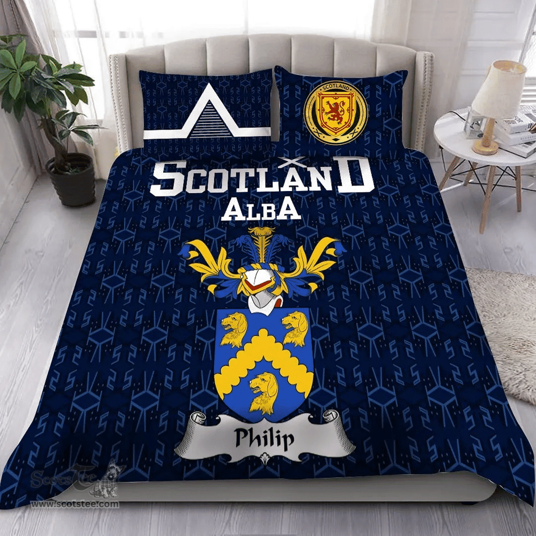 Scottish Philip Family Crest Tartan Bedding Set Scottish Home Duvet Covers 1991 Style