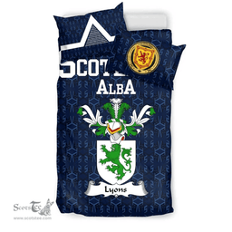 Scottish Lyons Family Crest Tartan Bedding Set Scottish Home Duvet Covers 1991 Style