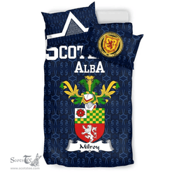 Scottish Milroy Family Crest Tartan Bedding Set Scottish Home Duvet Covers 1991 Style