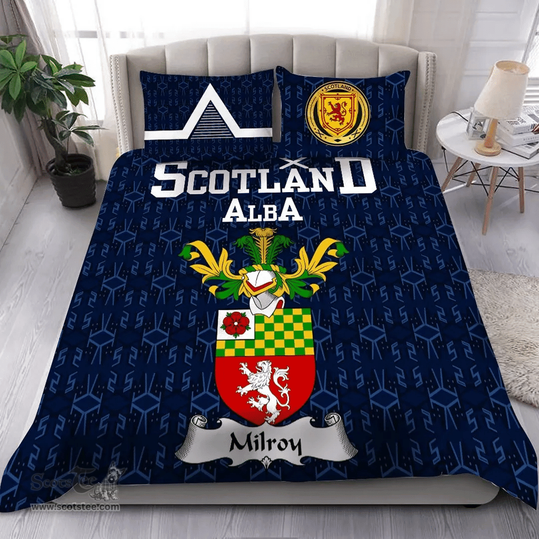 Scottish Milroy Family Crest Tartan Bedding Set Scottish Home Duvet Covers 1991 Style