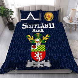 Scottish Milroy Family Crest Tartan Bedding Set Scottish Home Duvet Covers 1991 Style