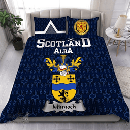 Scottish Minnoch Family Crest Tartan Bedding Set Scottish Home Duvet Covers 1991 Style
