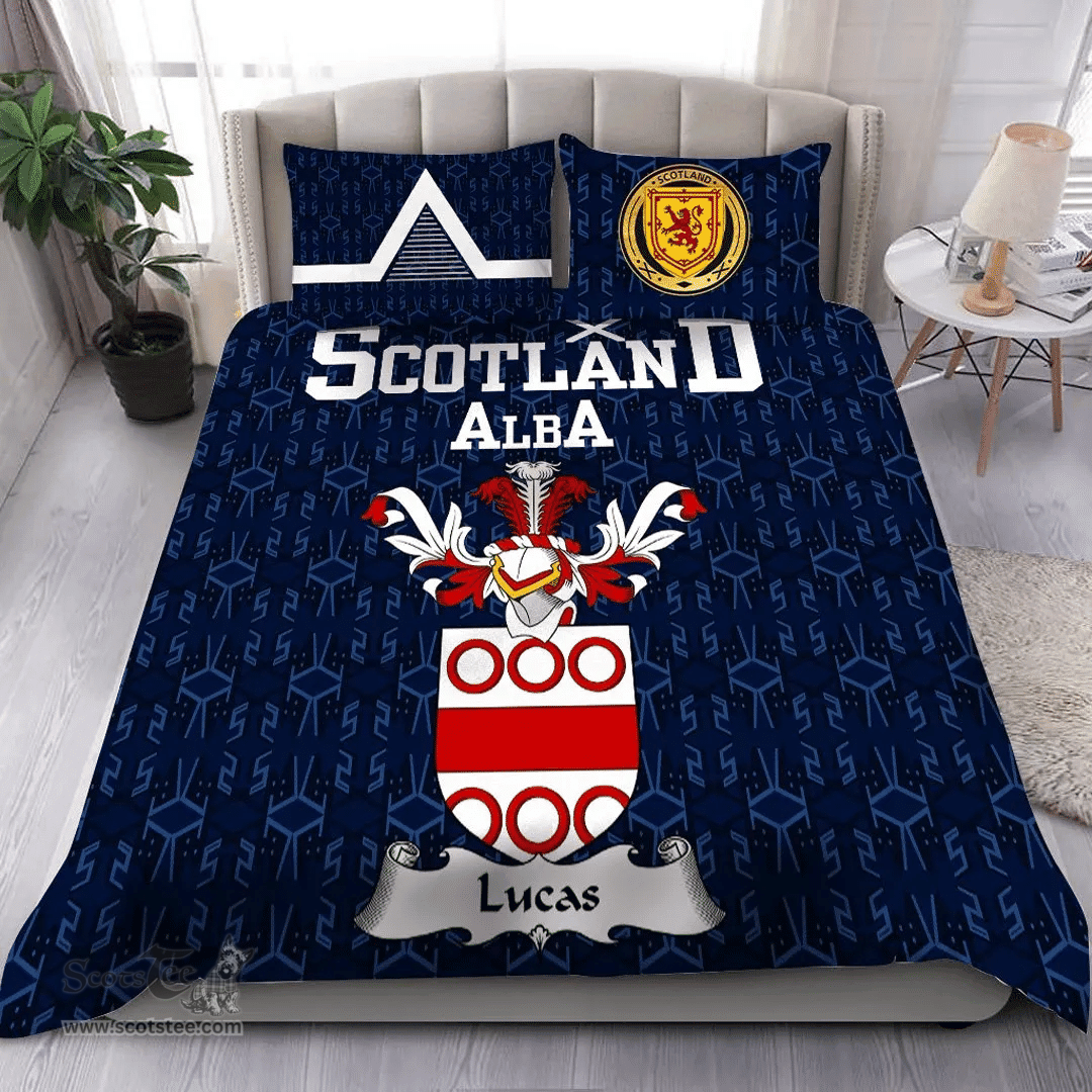 Scottish Lucas Family Crest Tartan Bedding Set Scottish Home Duvet Covers 1991 Style