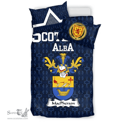Scottish MacPherson Family Crest Tartan Bedding Set Scottish Home Duvet Covers 1991 Style