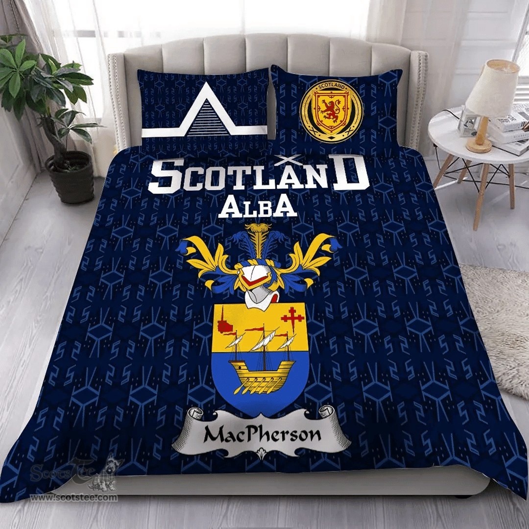 Scottish MacPherson Family Crest Tartan Bedding Set Scottish Home Duvet Covers 1991 Style