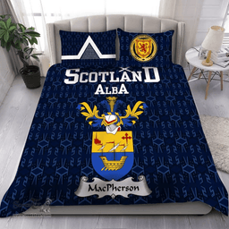 Scottish MacPherson Family Crest Tartan Bedding Set Scottish Home Duvet Covers 1991 Style