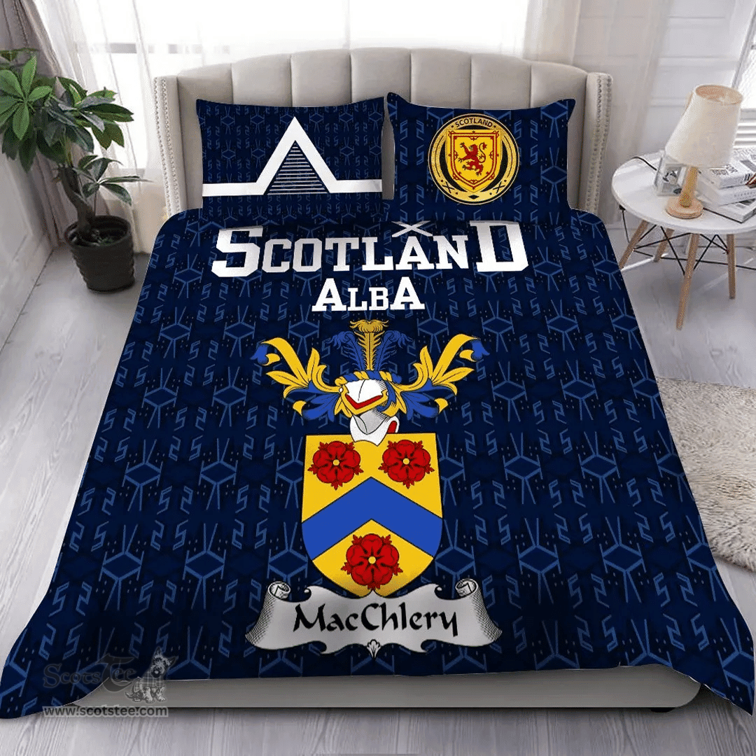 Scottish MacChlery or MacClary Family Crest Tartan Bedding Set Scottish Home Duvet Covers 1991 Style