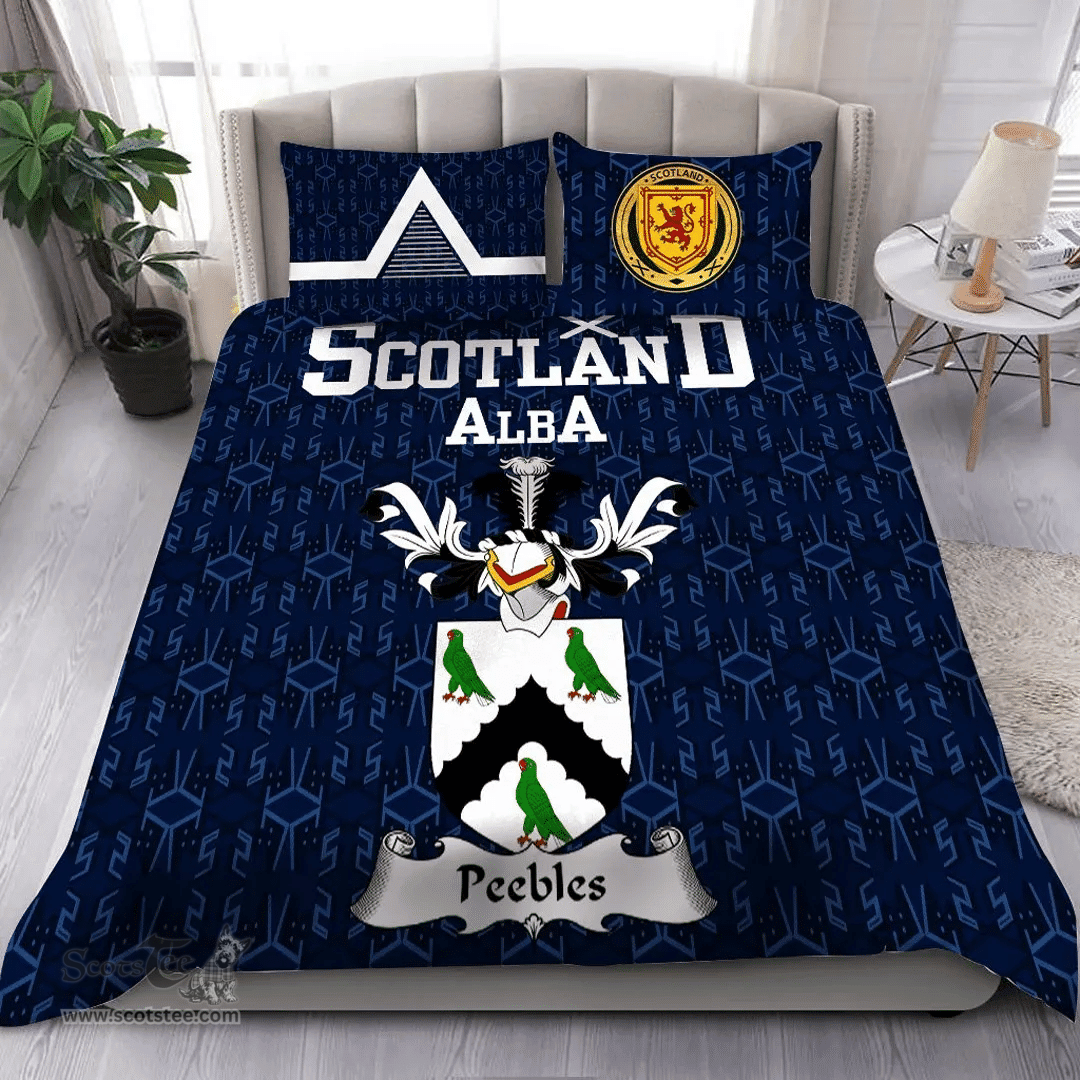 Scottish Peebles Family Crest Tartan Bedding Set Scottish Home Duvet Covers 1991 Style