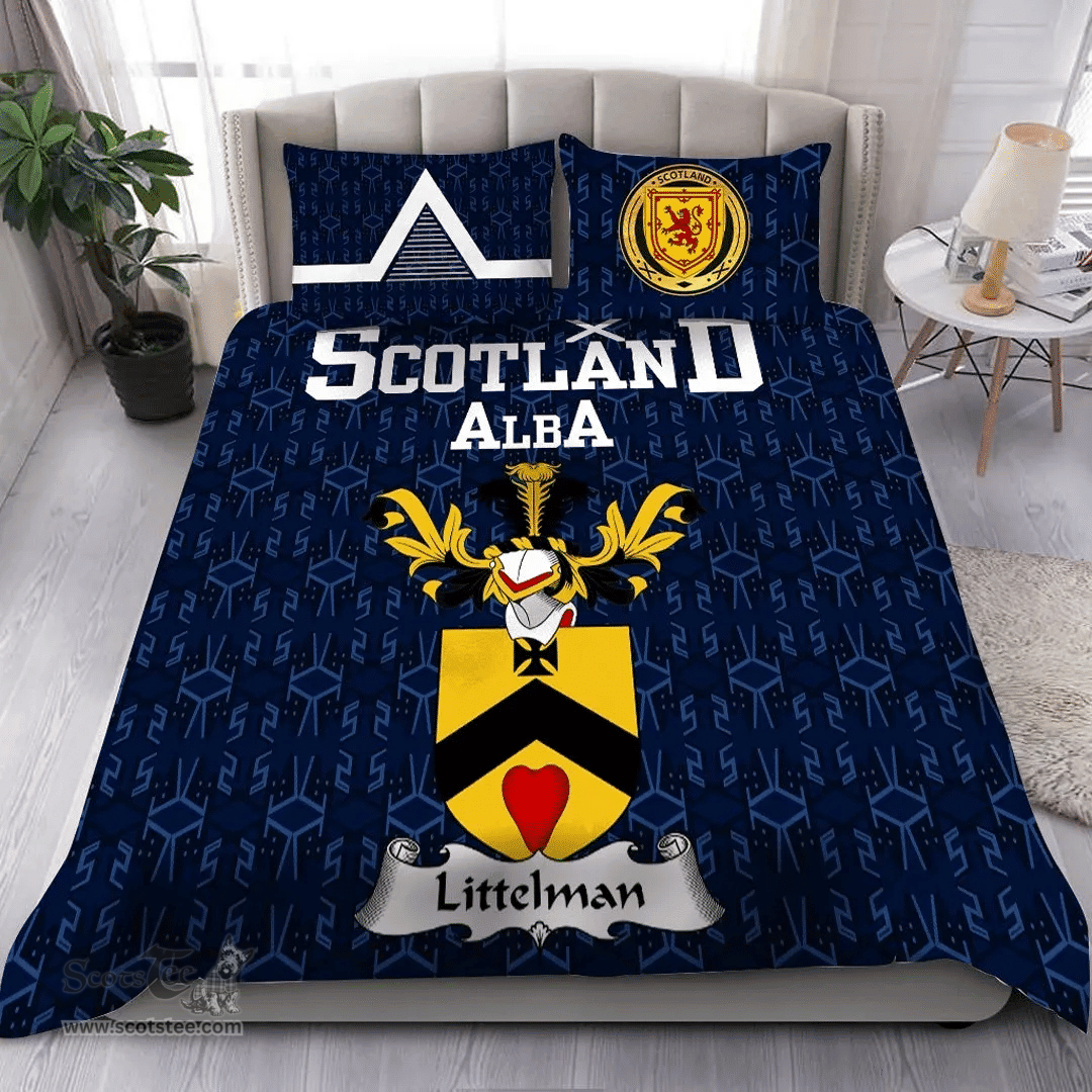 Scottish Littelman Family Crest Tartan Bedding Set Scottish Home Duvet Covers 1991 Style