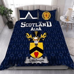 Scottish Littelman Family Crest Tartan Bedding Set Scottish Home Duvet Covers 1991 Style