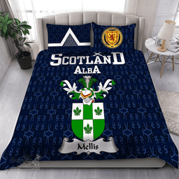 Scottish Mellis Family Crest Tartan Bedding Set Scottish Home Duvet Covers 1991 Style