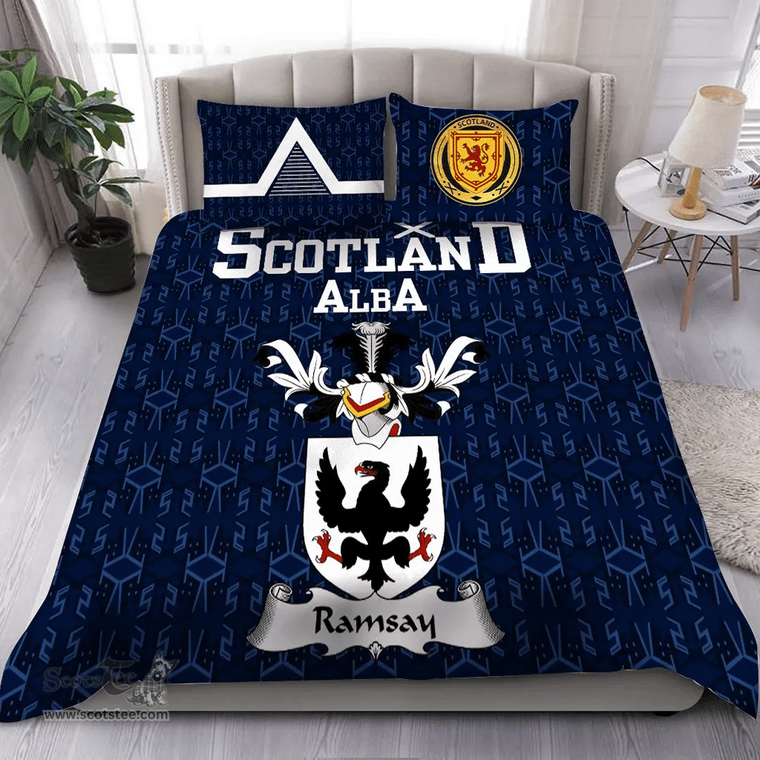 Scottish Ramsay Family Crest Tartan Bedding Set Scottish Home Duvet Covers 1991 Style