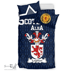 Scottish Leighton Family Crest Tartan Bedding Set Scottish Home Duvet Covers 1991 Style